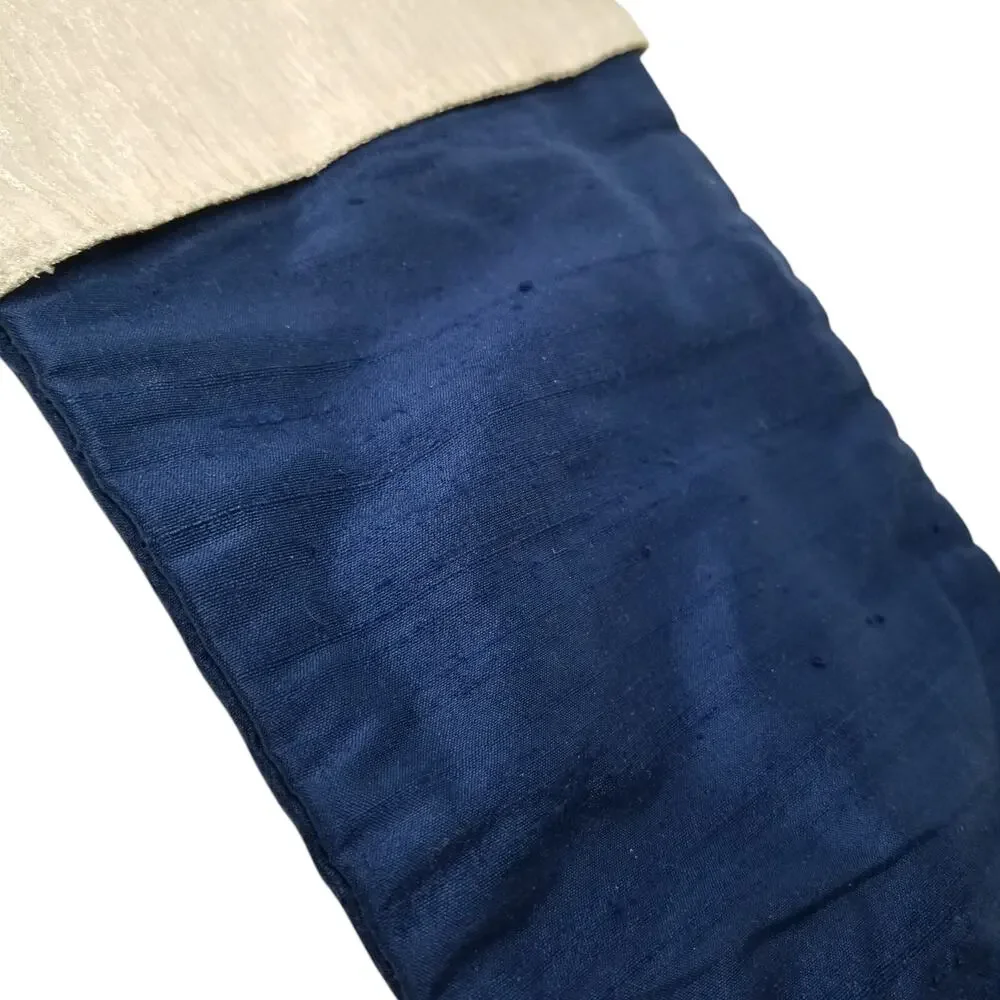 Christmas Stocking 90% Silk 10% Lurex Navy Blue Cream 18